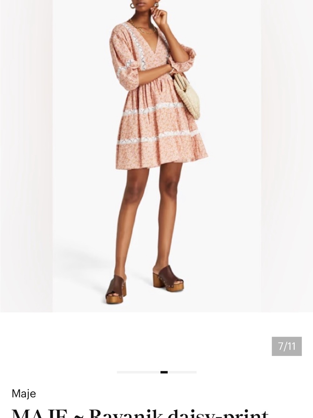 NWT Maje Linen Blend Rayanik Elegant Pink Floral Dress - Picture 14 of 14